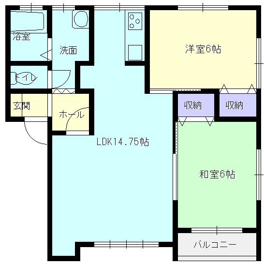 ヴィレッジまえだ(2LDK/2階)の間取り写真