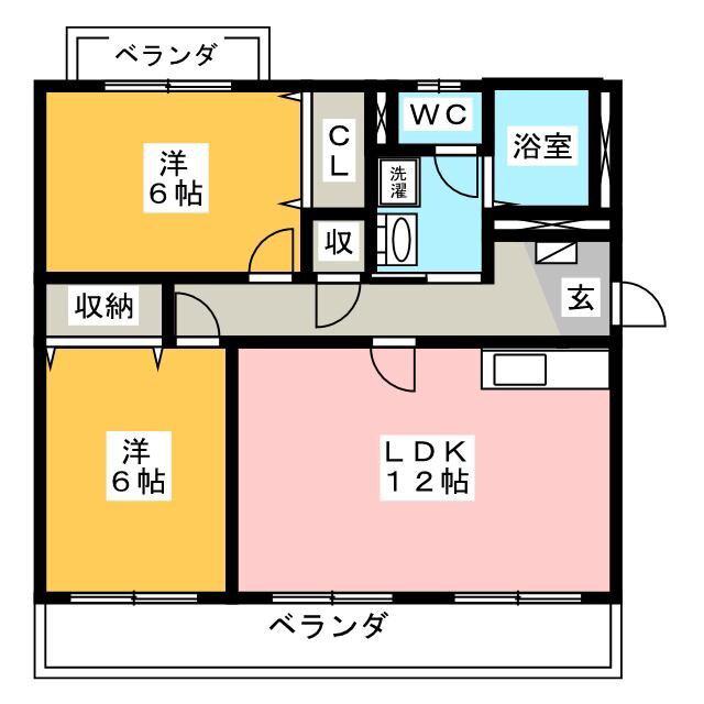 チロリン邑(2LDK/1階)の間取り写真