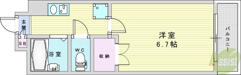 ハイツジュン3(1K/1階)の間取り写真