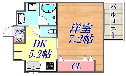 エステムプラザ神戸三宮ルクシア(1DK/15階)の間取り写真