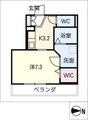 I-STAGE紅雲(1K/2階)の間取り写真