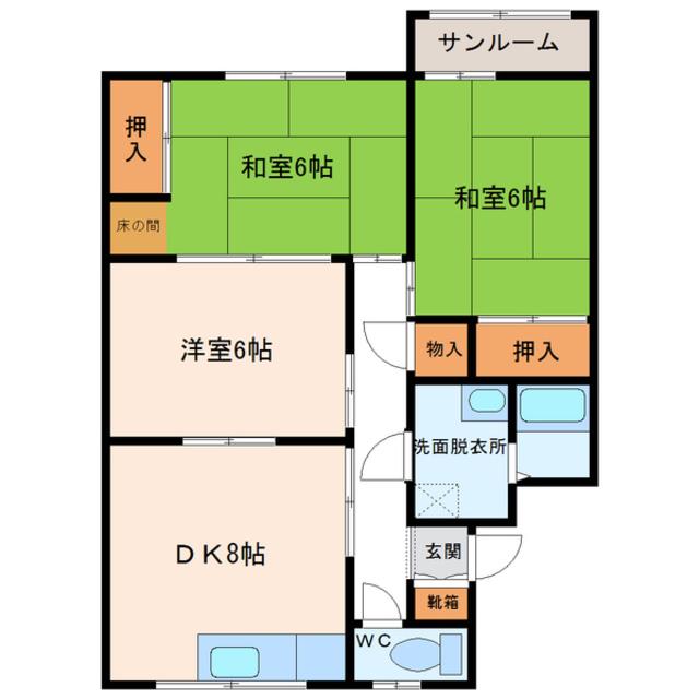 コーポ翔(3DK/1階)の間取り写真