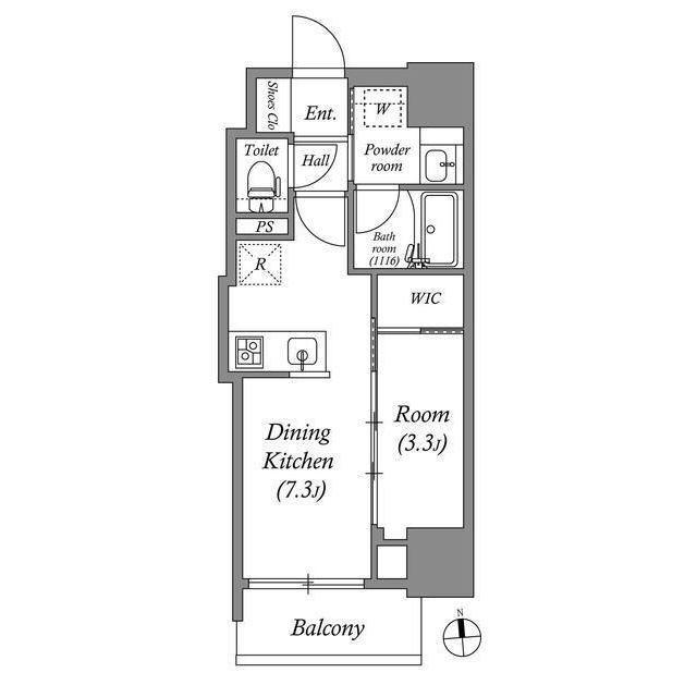 OPUS RESIDENCE UENO MOTOASAKUSA(1DK/11階)の間取り写真