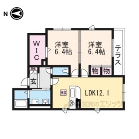 メゾン・ド・KIYA(2LDK/1階)の間取り写真