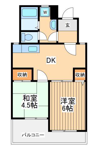 ノアハヤシⅡ(2LDK/2階)の間取り写真