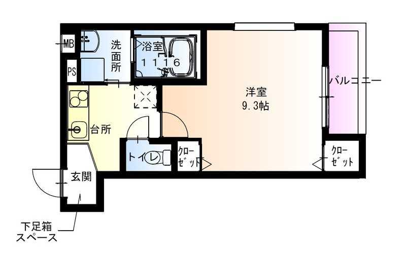 フジパレス阪急園田イーストV番館(1K/3階)の間取り写真