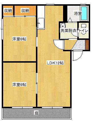 リーベンアルム(2LDK/1階)の間取り写真