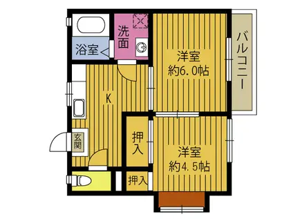 アメニティかんなわ東(2K/2階)の間取り写真