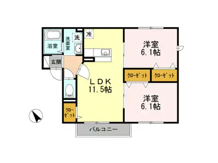 ルミエール(2LDK/2階)の間取り写真