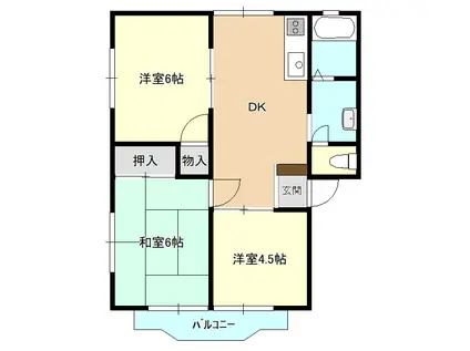 河内ハイツ(3DK/2階)の間取り写真