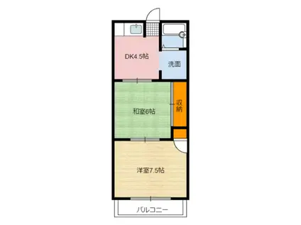 れいろうハイツII(2DK/2階)の間取り写真