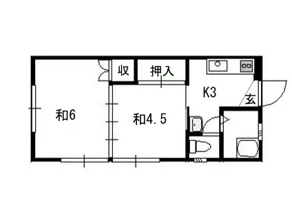 スカイハイツ(2K/2階)の間取り写真
