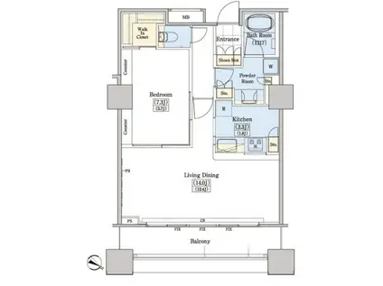 レジディアタワー上池袋(1LDK/11階)の間取り写真