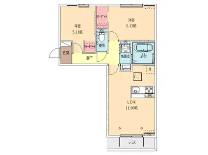 フェリス(2LDK/2階)の間取り写真
