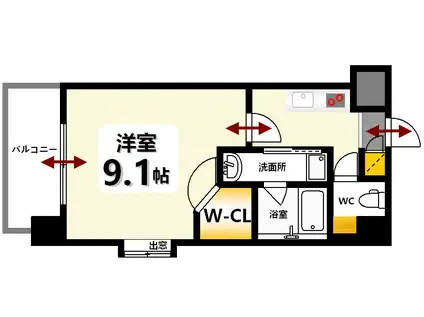 エイトバレー大手町パークレジデンス(1K/5階)の間取り写真