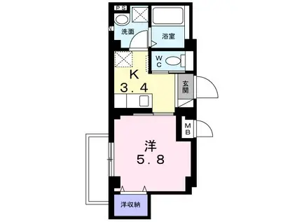 KOTI 壱番館(1K/4階)の間取り写真