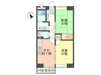 サンハイム緑(2DK/2階)の間取り写真