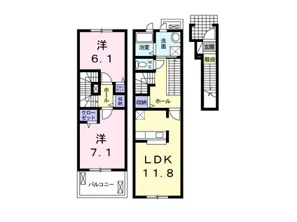 エクレアI(2LDK/2階)の間取り写真