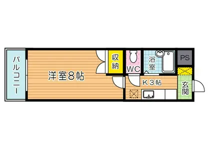 RISO到津(1K/11階)の間取り写真