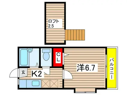 サンガーデンおゆみ野(1K/2階)の間取り写真