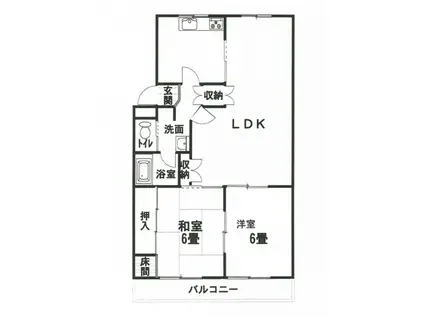 ニューハイツ光陽C棟(2LDK/3階)の間取り写真