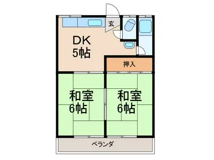 南宝荘(2DK/2階)の間取り写真