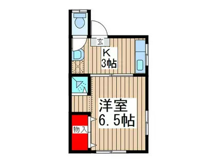 第二石澤荘(1K/2階)の間取り写真