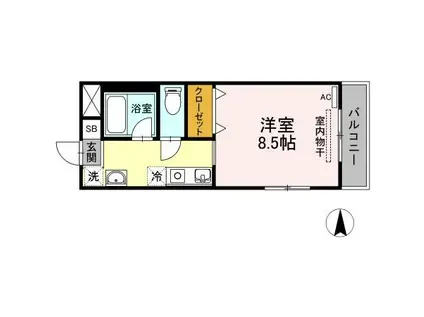 マメゾン三野(ワンルーム/3階)の間取り写真