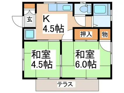 旭ハイツA棟(2K/1階)の間取り写真