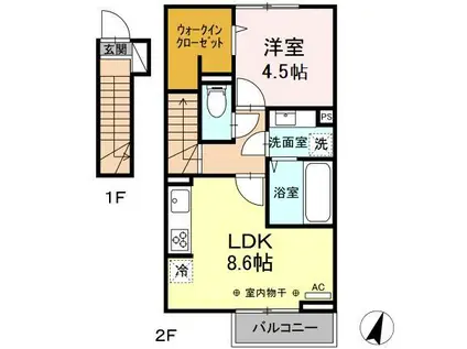 サフィール富士見台(1LDK/2階)の間取り写真