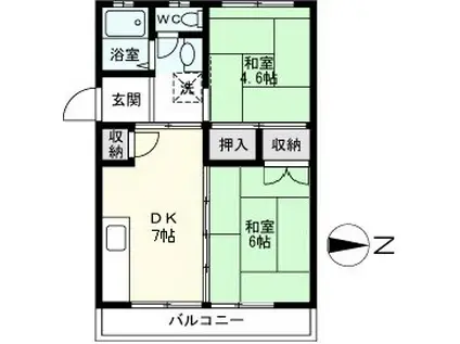 宝マンション(2DK/2階)の間取り写真