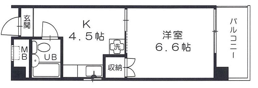 川本ビル(1K/5階)の間取り写真