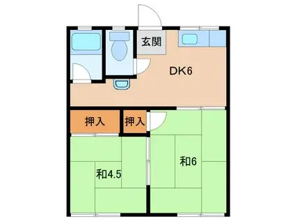 メゾン畑野(2DK/1階)の間取り写真