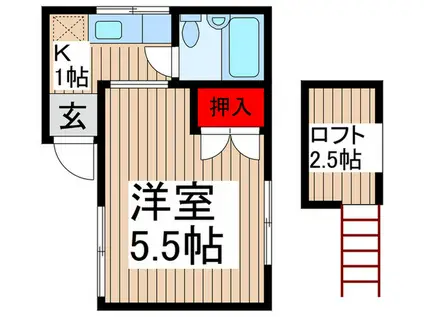 シャトリエ8(1K/1階)の間取り写真