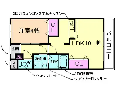 エモシオン彩都(1LDK/2階)の間取り写真