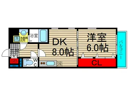 ビエラ江戸堀(1LDK/6階)の間取り写真