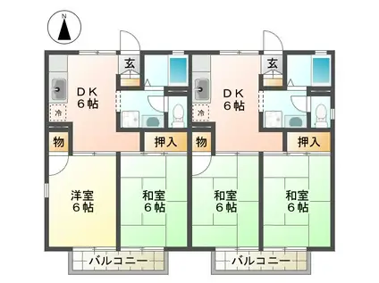 プリマベーラB(2DK/2階)の間取り写真