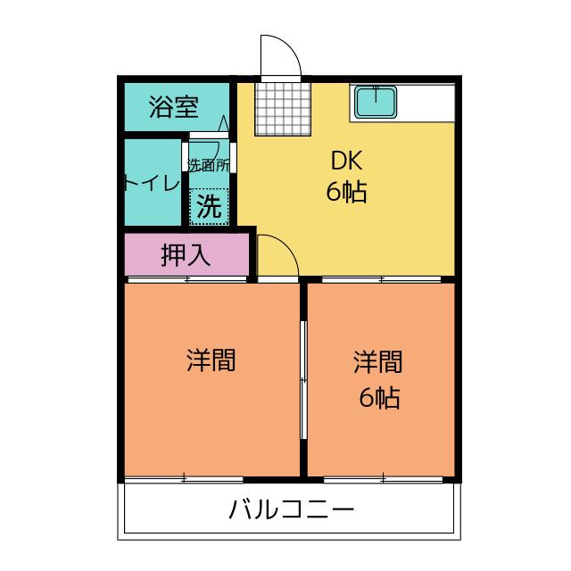 シャルムA(2DK/1階)の間取り写真
