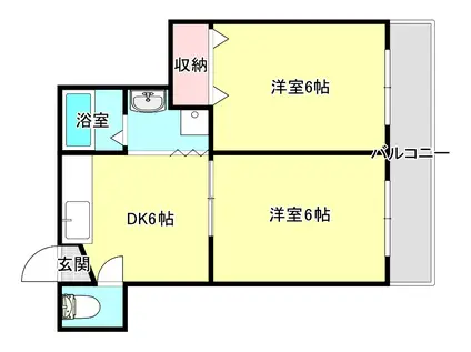 新屋敷マンション(2DK/2階)の間取り写真