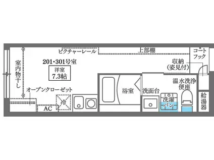 COCOCUBE東蒲田(ワンルーム/3階)の間取り写真