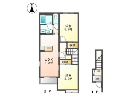 REGENBOGEN ANNEX(2LDK/2階)の間取り写真