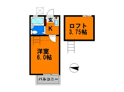 第一コマツコーポ(1K/2階)の間取り写真