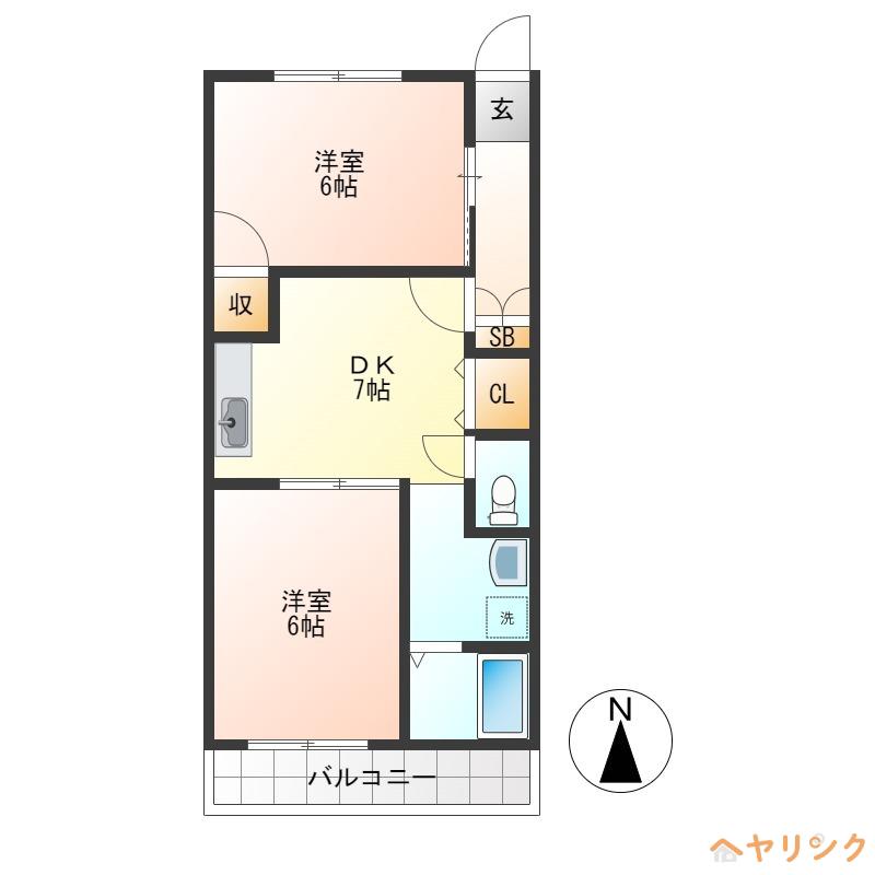 森彦第二コーポラス(2DK/2階)の間取り写真
