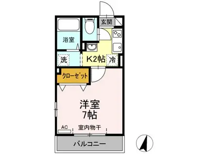 エスポワール新百合ヶ丘(1K/2階)の間取り写真