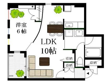 JEUNESSE翠町(1LDK/6階)の間取り写真