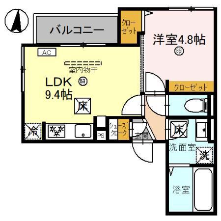 D-LUCE黒田-ウエスト(1LDK/1階)の間取り写真