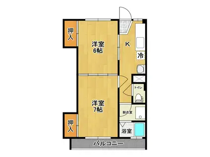 コスモハイツ(2K/2階)の間取り写真
