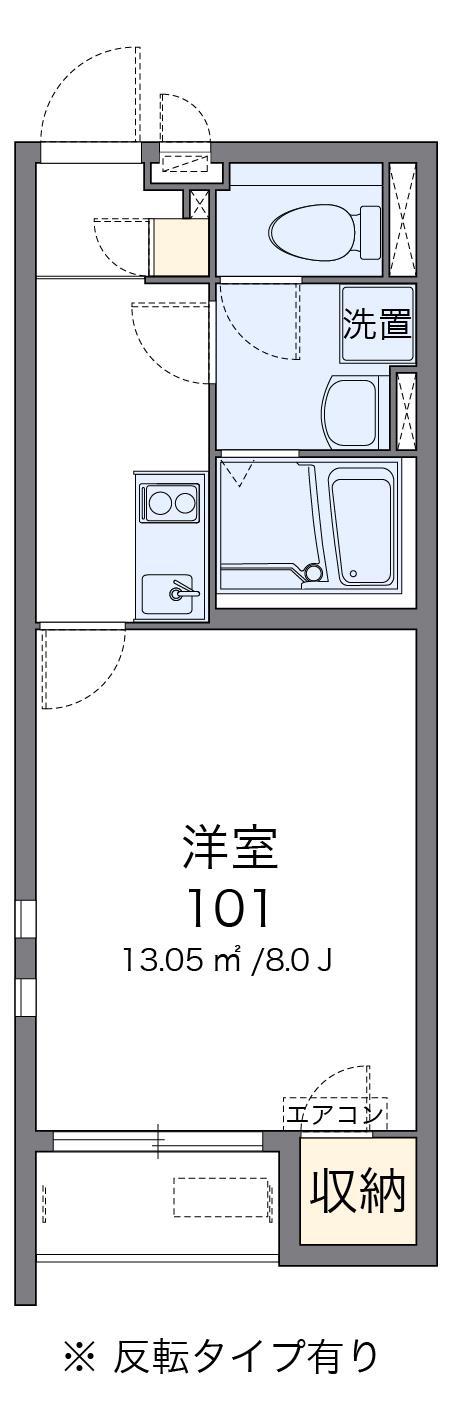 クレイノオレンジドア(1K/2階)の間取り写真