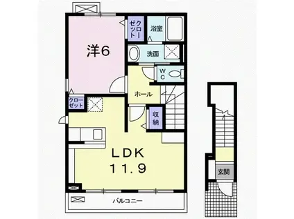 ヴィオラ カーサ A(1LDK/2階)の間取り写真
