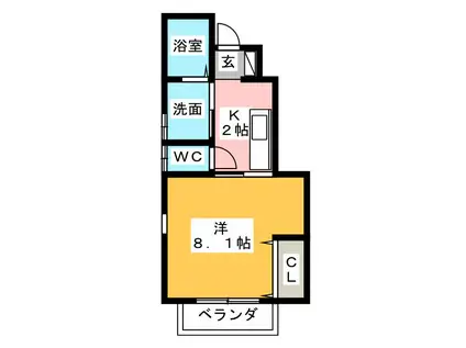ビラエルム(1K/1階)の間取り写真